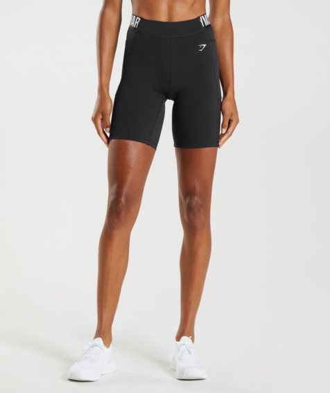 Women's Gymshark Training Brandmark Cycling Shorts Black | CA 7NA6D5